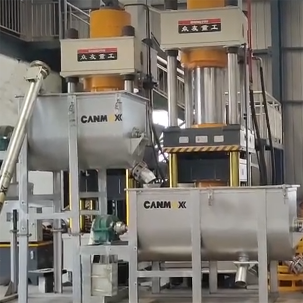 630吨粉末成型液压机 带上料机 搅拌机盐砖生产线