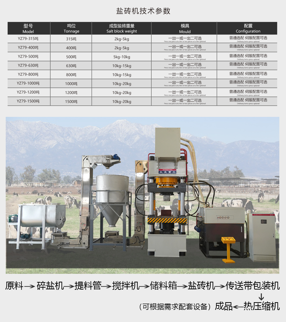 牛羊舔砖液压机解决方案